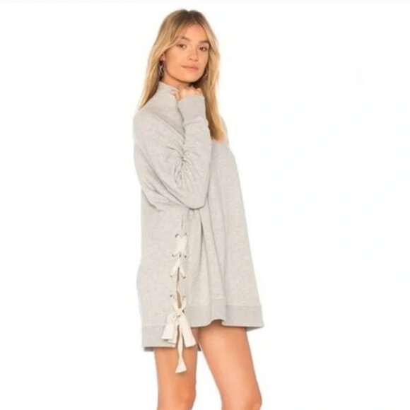 Free People Light Gray Sweater with Cream Side Ties - Picture 3 of 10